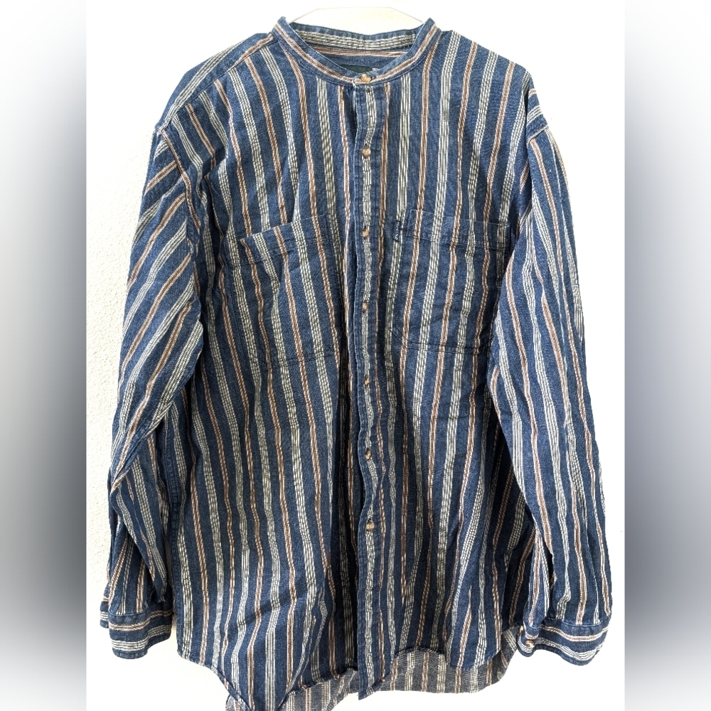Hunt Club‎ Vintage Striped Shirt XLT Cotton Roll Tab Sleeve